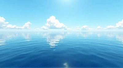 Expansive Indigo Liquid Reflecting Sky Clouds