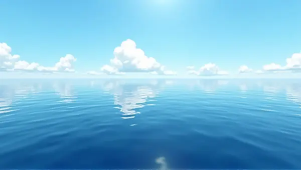 Expansive Indigo Liquid Reflecting Sky Clouds