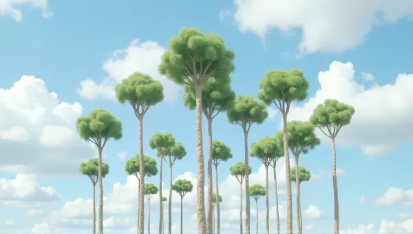 Fan Leaf Trees With Soft Cloud Sky