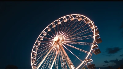 Ferris Wheel Glow Against Dark Sky