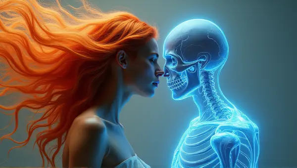 Fiery Hair And Electric Azure Skeleton Art