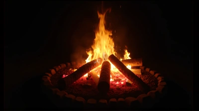 Fire Pit Gathering With Flickering Flames