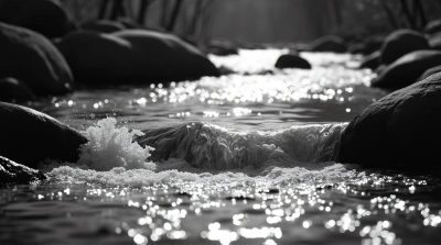 Flowing Stream Patterns In Grayscale Contrast