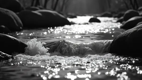 Flowing Stream Patterns In Grayscale Contrast