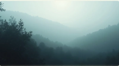 Foggy Forest Canopy With Misty Soft Light