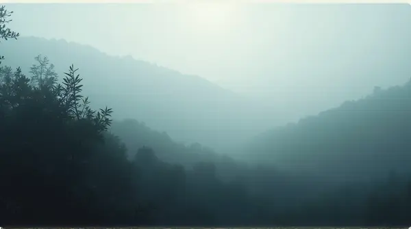 Foggy Forest Canopy With Misty Soft Light