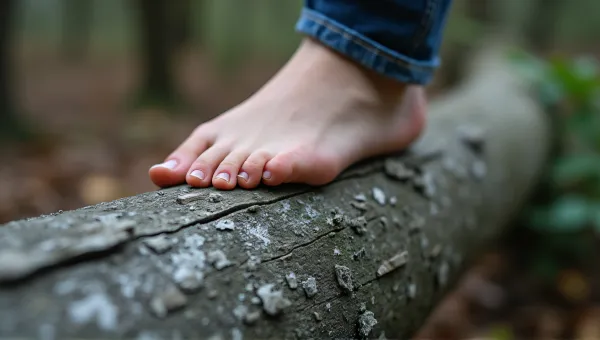 Foot Pressing On Weathered Tree Trunk Texture