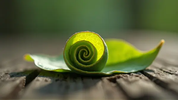 Fragile Curled Leaf on Rustic Wood Surface