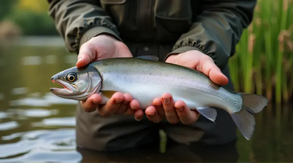 Fresh Catch With Silvery Fish By Water