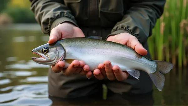 Fresh Catch With Silvery Fish By Water