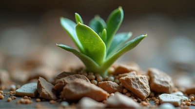 Fresh Sprout On Ceramics With Soft Shadows