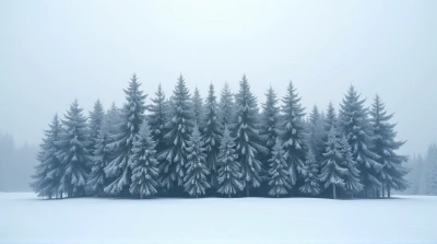 Frost Covered Evergreen Cluster From Above