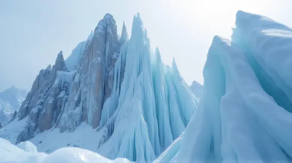 Frost Covered Icy Ridge With Sharp Crystals