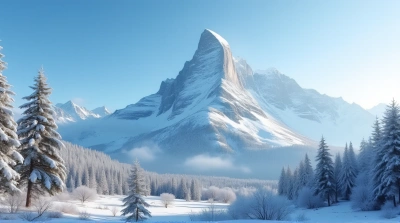 Frost-Covered Massif Under Clear Blue Sky