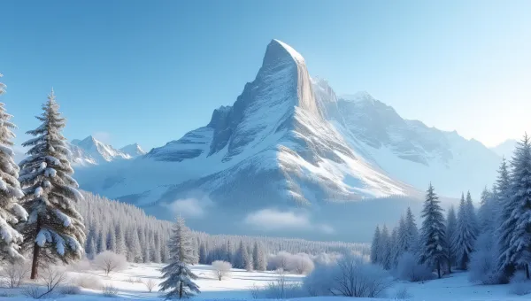 Frost-Covered Massif Under Clear Blue Sky