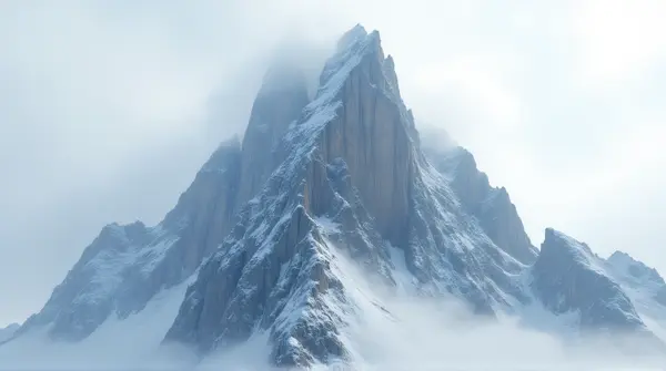 Frost Covered Peak With Jagged Cliffs