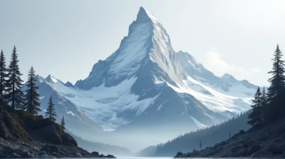 Frost Covered Peak With Rocky Ridges And Pines