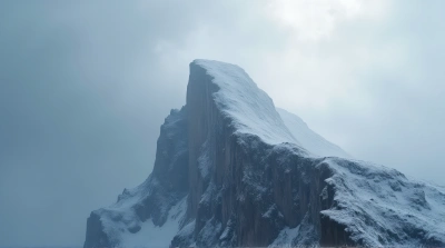 Frost-Covered Summit With Rugged Cliffs And Overcast Sky
