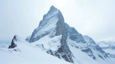 Frost Covered Summit Under Overcast Sky