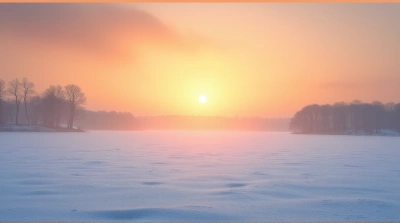 Frost Covered Terrain Under Orange Sky