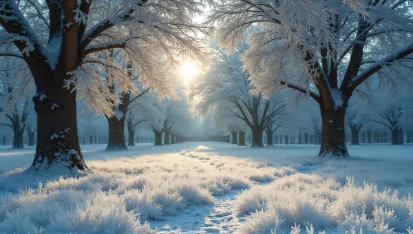 Frost Covered Trees With Textured Ground Patterns