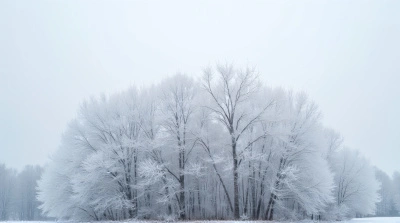Frosted Bare Trees With Textured Branch Patterns