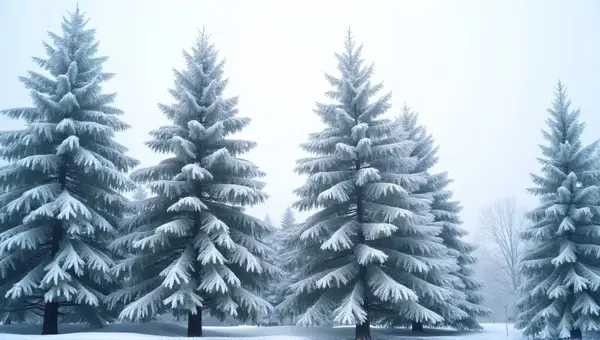 Frosted Evergreen Trees With Needle Details