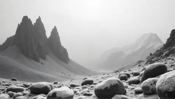 Frosted High Altitude Rocky Terrain In Monochrome
