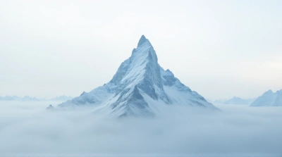 Frosted Jagged Summit Amid Misty Vapor Veils