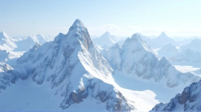 Frosted Mountain Peaks Under Bright Sunlight