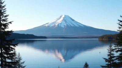 Frosted Summit Reflection With Evergreen Trees