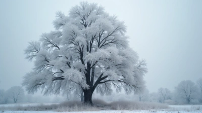 Frosted Timber Close-Up Against Gray Sky