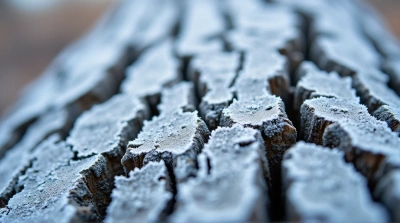 Frosted Tree Bark Close-Up Texture Detail