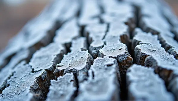 Frosted Tree Bark Close-Up Texture Detail