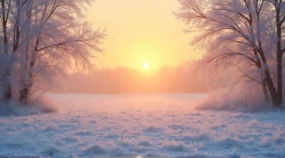 Frosty Morning Sky With Glowing Orange Horizon