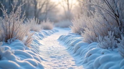 Frosty Pathway Through Leafless Branches