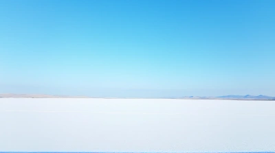 Frosty Plain With Clear Blue Sky Horizon