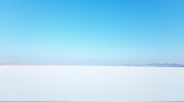 Frosty Plain With Clear Blue Sky Horizon