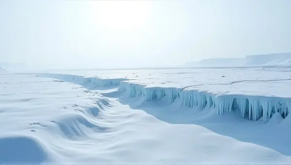 Frozen Cliffs And Icy Ridges In Winter Light
