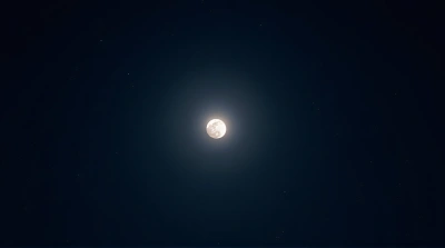 Full Moon in Dark Night Sky with Stars