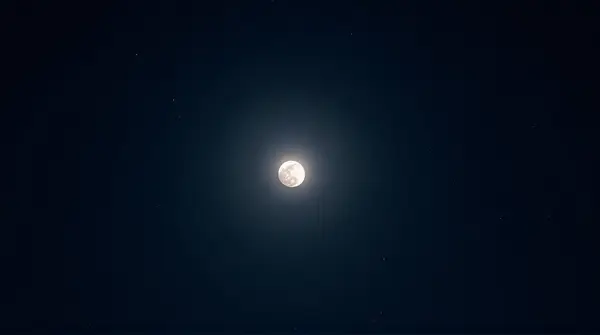 Full Moon in Dark Night Sky with Stars