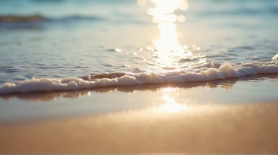 Gentle Water Waves Washing Over Smooth Sand