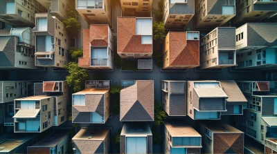 Geometric Pattern Of Diverse Rooftops And Facades
