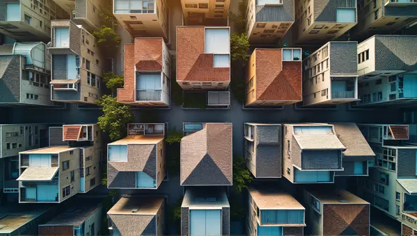 Geometric Pattern Of Diverse Rooftops And Facades
