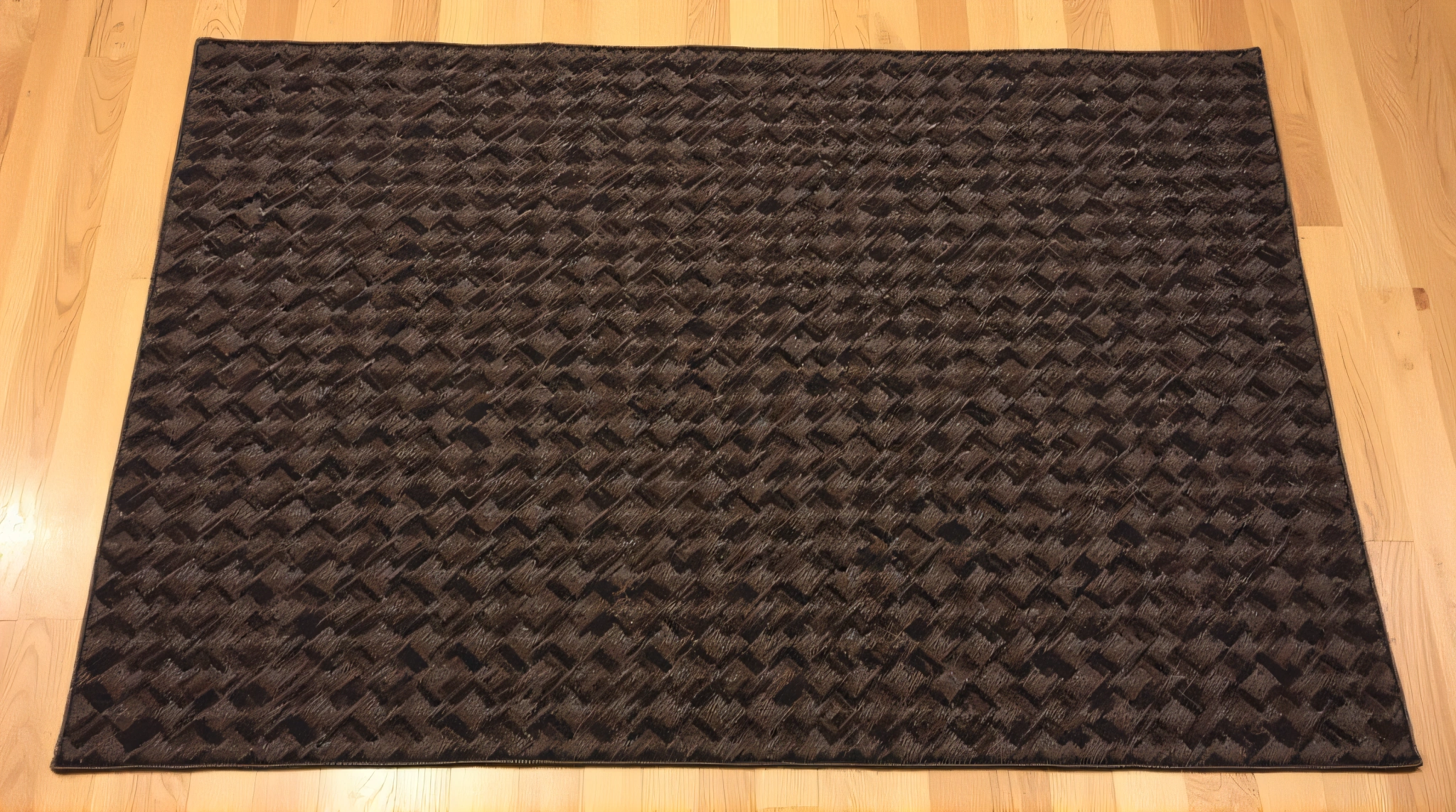 Geometric Patterned Rug On Oak Hardwood Floor