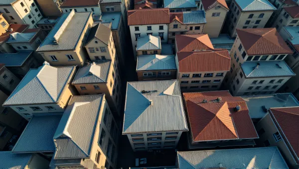 Geometric Patterns On Multi-Story Rooftops