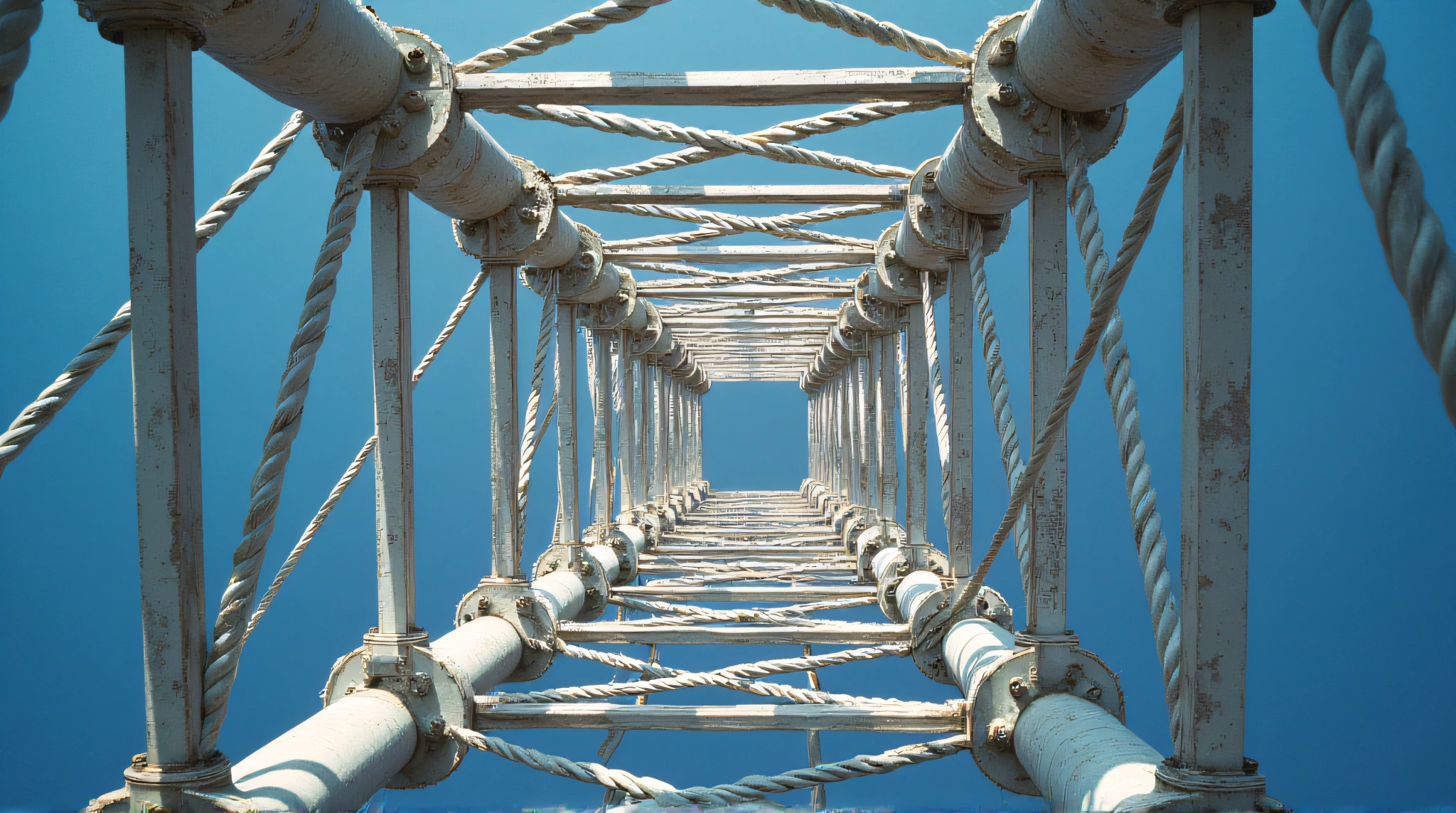 Geometric Patterns On Tower Structure With Sky