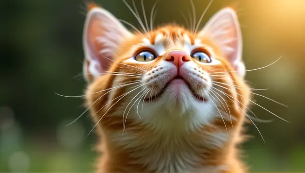 Ginger Cat Looking Up With Whiskers Detail
