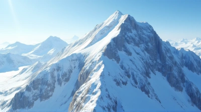 Glacier-Covered Rocky Summit With Crevasses