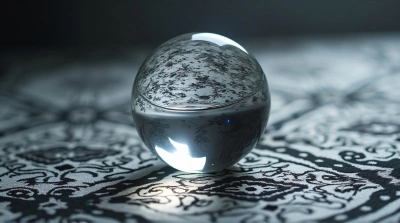 Glass Sphere On Patterned Textile With Reflections